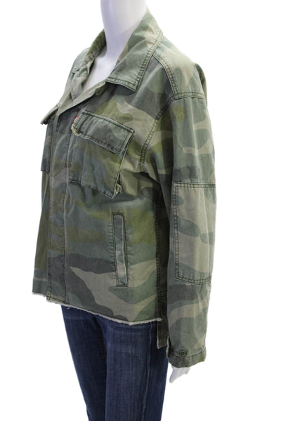 Levis Womens Camouflage Military Jacket Green Button Long Sleeve Size S