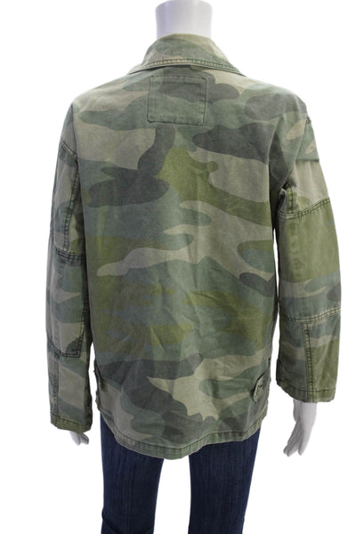 Levis Womens Camouflage Military Jacket Green Button Long Sleeve Size S