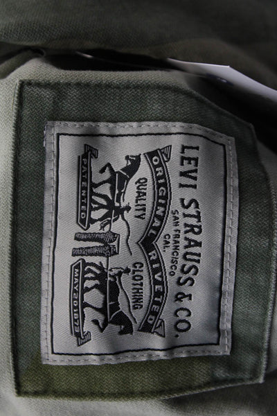 Levis Womens Camouflage Military Jacket Green Button Long Sleeve Size S