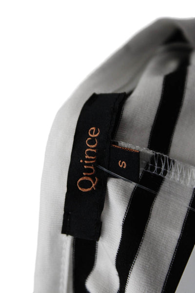 Quince Women T-Shirt Dress Black Striped Short Sleeve Round Neck Size S