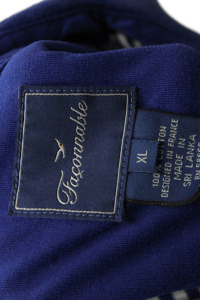 Faconnable Mens Striped Polo Shirt Blue White Cotton Size Extra Large
