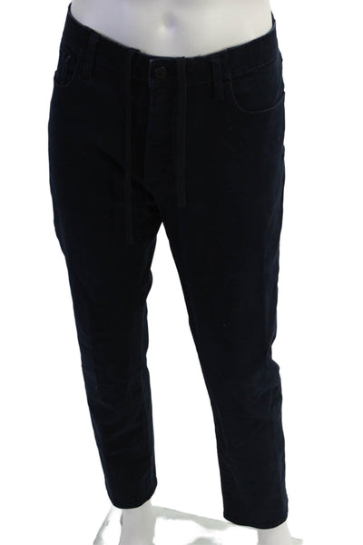 Uniqlo Mens Ankle Cropped Pants Dark Blue Solid Cotton Blend Size XL