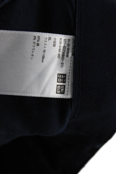 Uniqlo Mens Ankle Cropped Pants Dark Blue Solid Cotton Blend Size XL