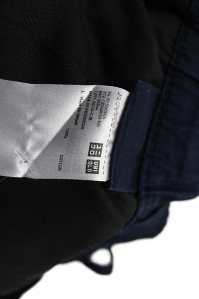 Faconnable Men Dark Blue Chino Shorts Cotton Drawstring Size 32