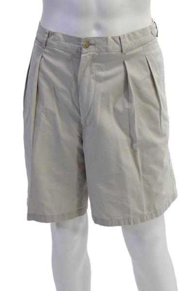Faconnable Mens Chino Shorts Beige Button 100% Cotton Size 38