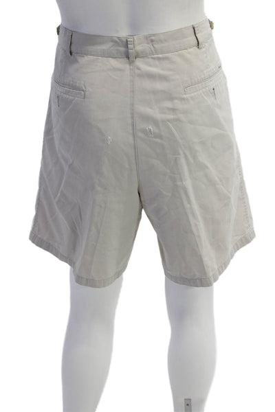 Faconnable Mens Chino Shorts Beige Button 100% Cotton Size 38