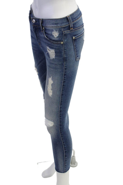 7 For All Mankind Women Cropped Skinny Ankle Jeans Blue High Rise Size 24