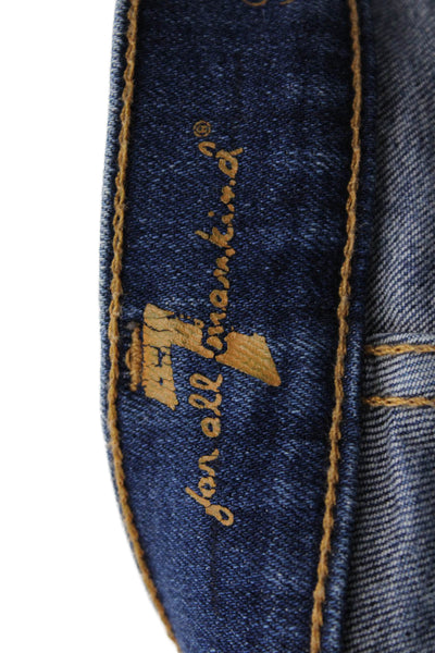 7 For All Mankind Women Cropped Skinny Ankle Jeans Blue High Rise Size 24