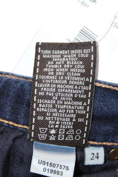 7 For All Mankind Women Ankle Skinny Jeans Dark Blue Petite Size 24