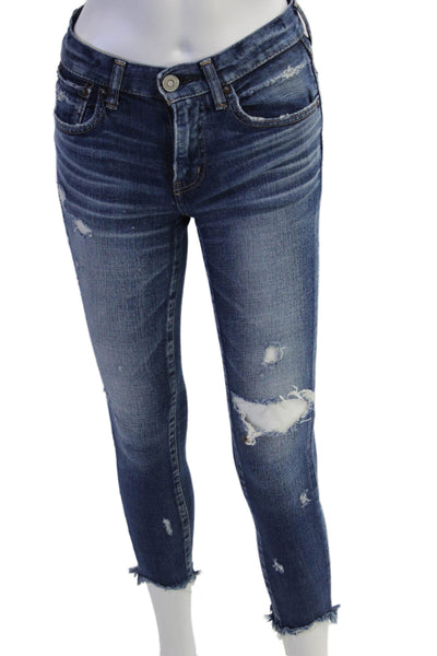 Moussy Womens Dark Blue Ankle Skinny Jeans Size 24