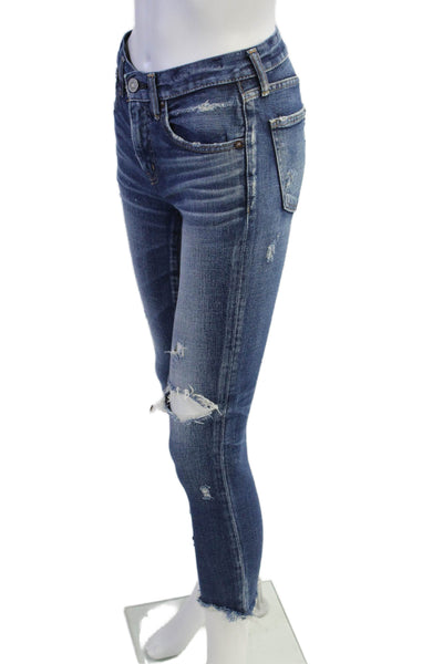 Moussy Womens Dark Blue Ankle Skinny Jeans Size 24