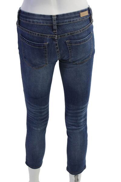 Blank NYC Women Ankle Cropped Skinny Jeans Dark Blue Low Rise Button Size 24