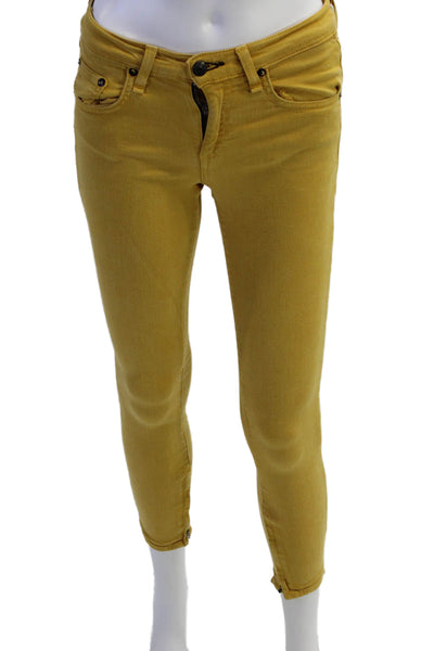 Rag & Bone Jean Womens Ankle Cropped Yellow Jeggings Size 24