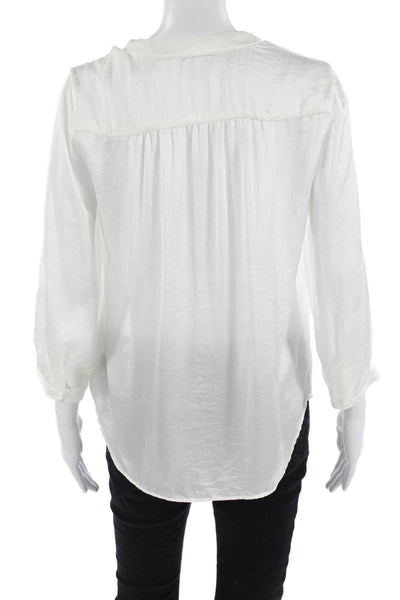 Vince Camuto Women Basic White V-Neck 3/4 Sleeve Polyester Blouse Size S