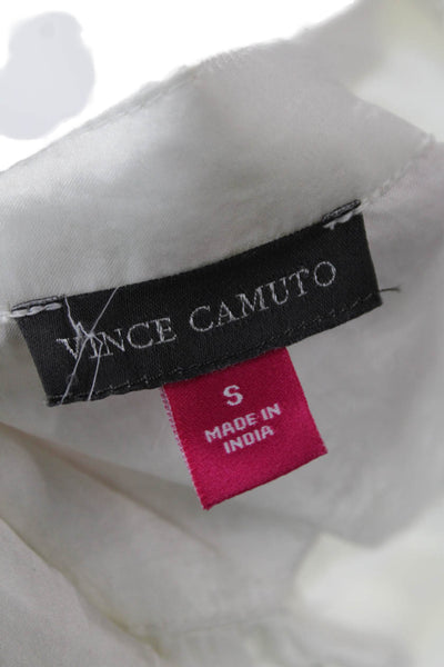 Vince Camuto Women Basic White V-Neck 3/4 Sleeve Polyester Blouse Size S