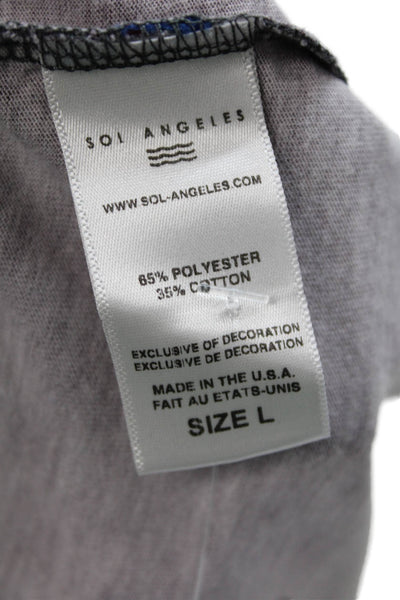 SOL ANGELES Women Striped Jersey Crewneck Short Sleeve Top Dark Gray Size L