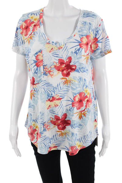 Z Supply Women Floral Tunic Red Cotton Short Sleeve Size L