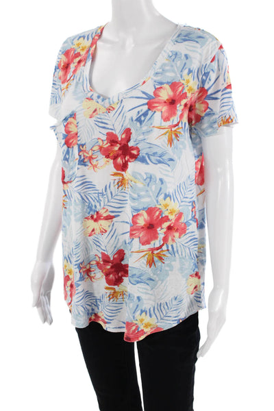 Z Supply Women Floral Tunic Red Cotton Short Sleeve Size L