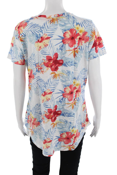 Z Supply Women Floral Tunic Red Cotton Short Sleeve Size L