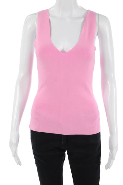 M.M. Lafleur Womens Basic V-Neck Sleeveless Tank Pink Size XS