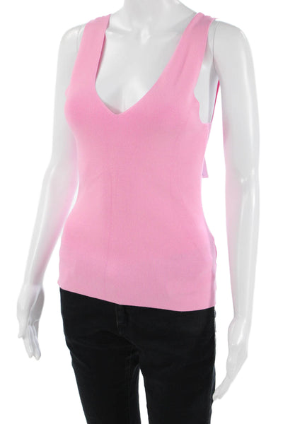 M.M. Lafleur Womens Basic V-Neck Sleeveless Tank Pink Size XS