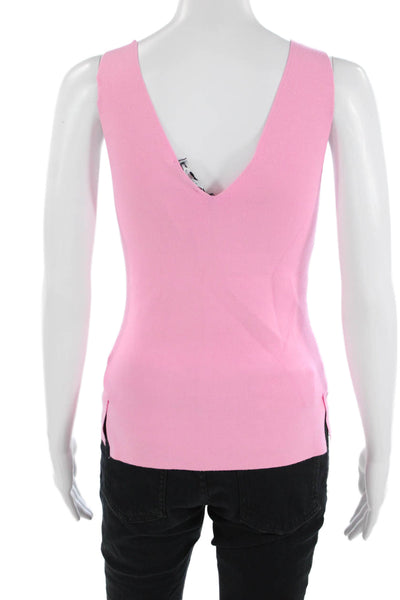 M.M. Lafleur Womens Basic V-Neck Sleeveless Tank Pink Size XS