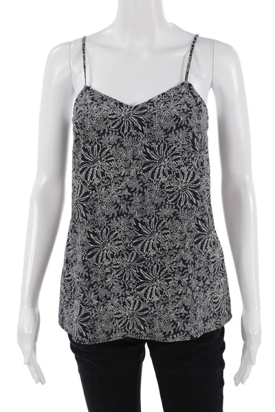 Scanlan Theodore Womens Dark Blue Floral Silk Camisole V-Neck Sleeveless Size S