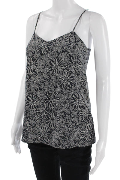 Scanlan Theodore Womens Dark Blue Floral Silk Camisole V-Neck Sleeveless Size S