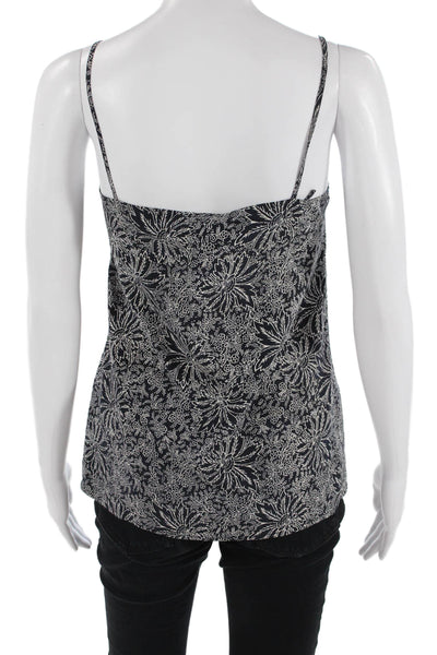 Scanlan Theodore Womens Dark Blue Floral Silk Camisole V-Neck Sleeveless Size S