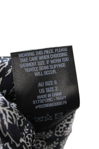 Scanlan Theodore Womens Dark Blue Floral Silk Camisole V-Neck Sleeveless Size S
