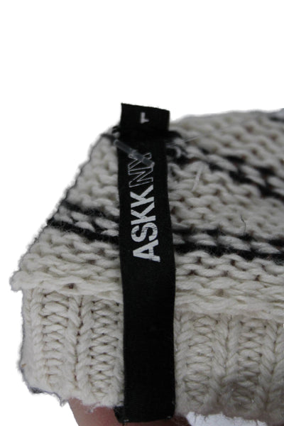 Askk NY Unisex Beige Striped Pullover Sweater Size M