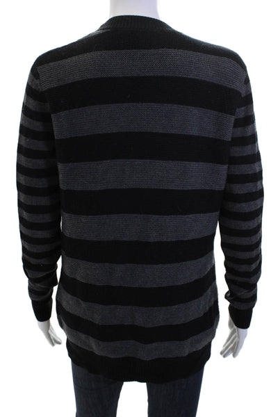 Jason Wu Women Cardigan Black Striped V-Neck Button Long Sleeve Size S