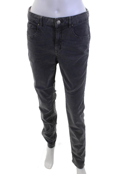 Isabel Marant Etoile Women Chino Pants Dark Gray Mid Rise Button Size 40
