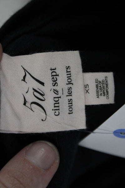 Cinq A Sept Women Black Cotton Basic T-Shirt Short Sleeve Round Neck Size XS