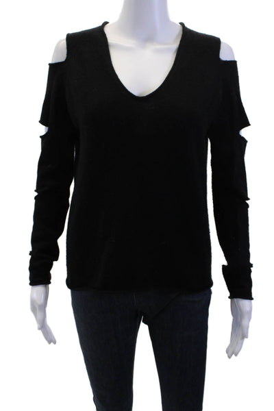 Skull Cashmere Womens Black Pullover Sweater V-Neck 100% Cashmere Size XS