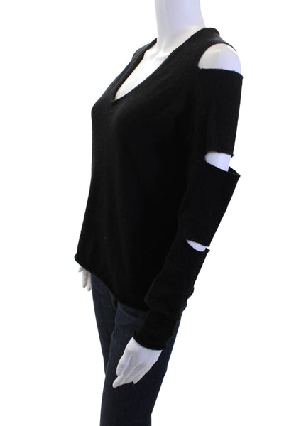Skull Cashmere Womens Black Pullover Sweater V-Neck 100% Cashmere Size XS