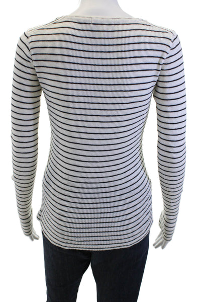 Rag & Bone Women White Striped Cotton Square Neck Button-Up Long Sleeve Size XS