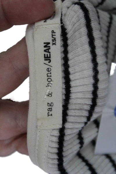 Rag & Bone Women White Striped Cotton Square Neck Button-Up Long Sleeve Size XS