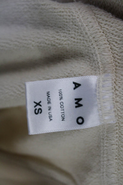 Amo Women Beige Cotton Crew Neck 3/4 Sleeve Pullover Sweatshirt Size XS