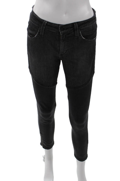 James Jeans Women Skinny Ankle Biker Jeans Black Low Rise Button Size 27