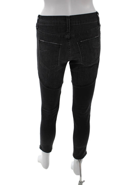 James Jeans Women Skinny Ankle Biker Jeans Black Low Rise Button Size 27
