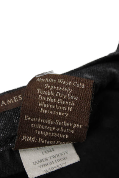 James Jeans Women Skinny Ankle Biker Jeans Black Low Rise Button Size 27