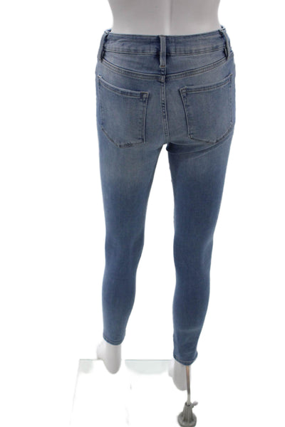 Frame Women Ankle Skinny Jeans Light Blue Mid Rise Button Size 1