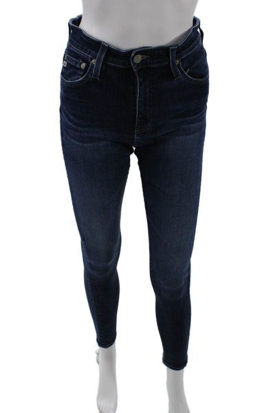 AG Adriano Goldschmied Women Skinny Ankle Jeans Dark Blue High Waist Size 27