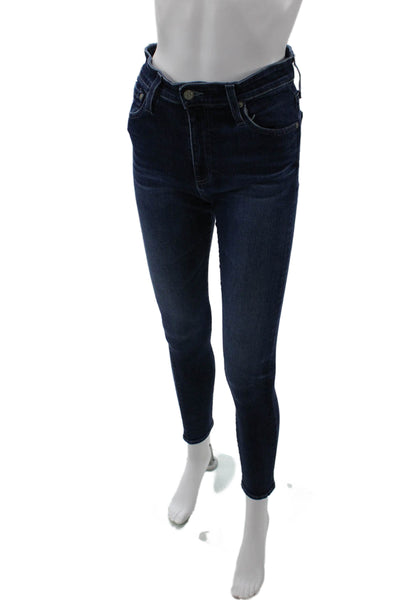 AG Adriano Goldschmied Women Skinny Ankle Jeans Dark Blue High Waist Size 27