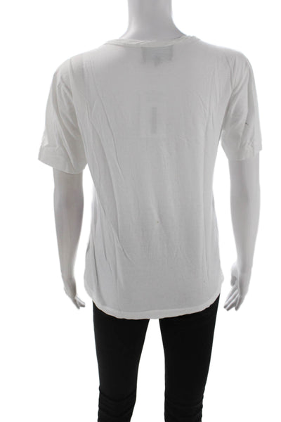 Cynthia Rowley Women White Graphic Quote Basic T-Shirt 100% Cotton Size XS