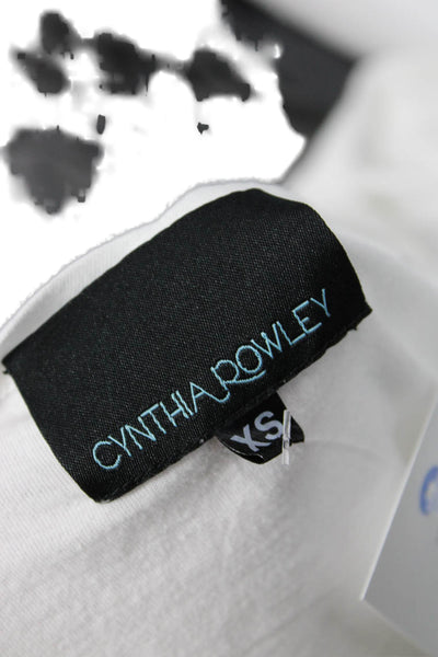 Cynthia Rowley Women White Graphic Quote Basic T-Shirt 100% Cotton Size XS