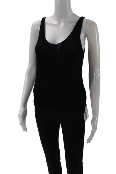 Pomandere Women Basic Camisole Black Round Neck Sleeveless Size 2