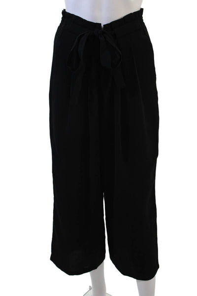 Zara Basic Collection Womens Cropped Paperbag Pants Black Size M