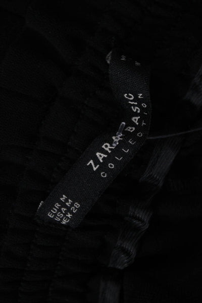 Zara Basic Collection Womens Cropped Paperbag Pants Black Size M